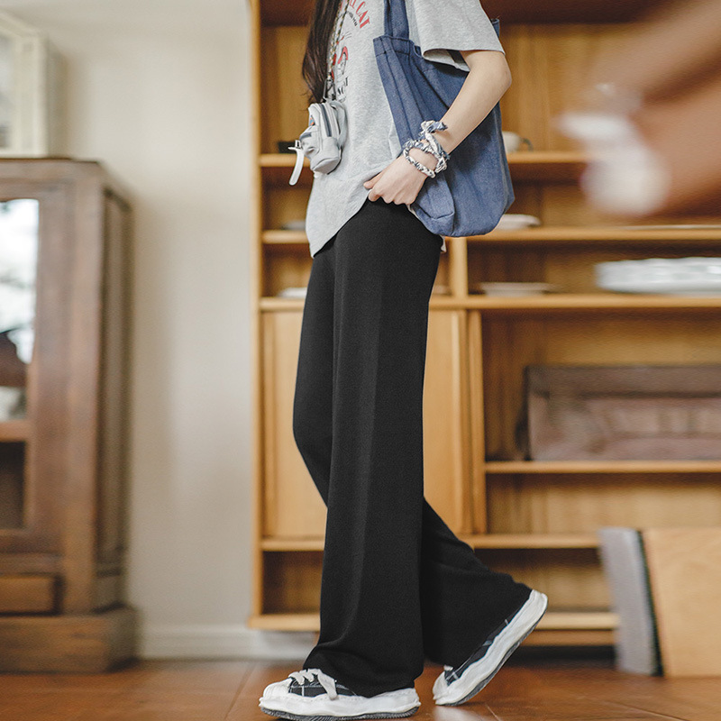 Draped Knit Slimming Straight-Leg Pants for Commuting 132 01