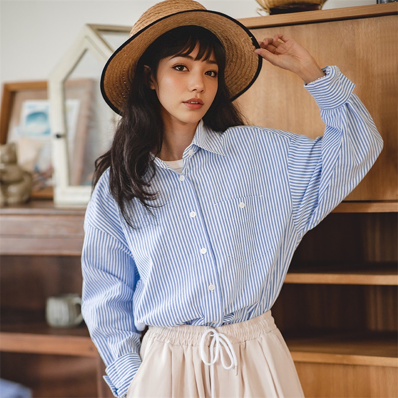 French Classic Pattern Shirt Loose Casual Shirt Cardigan 125 02