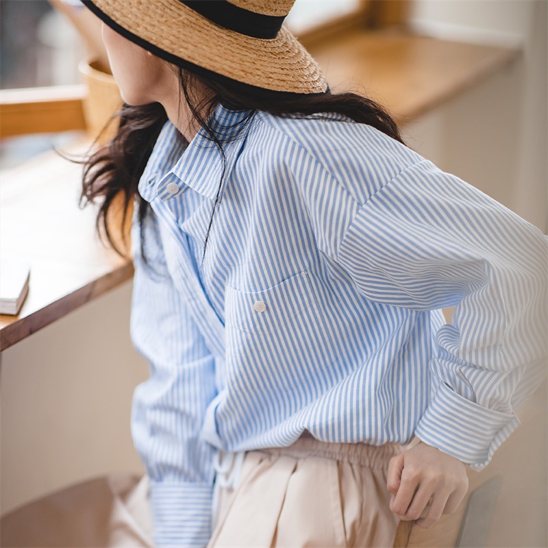 French Classic Pattern Shirt Loose Casual Shirt Cardigan 125 01