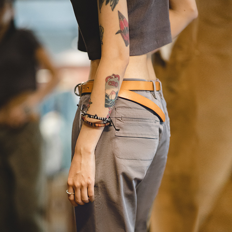 Retro Slim Straight Leg Pants Trendy Slim Gray 142 01