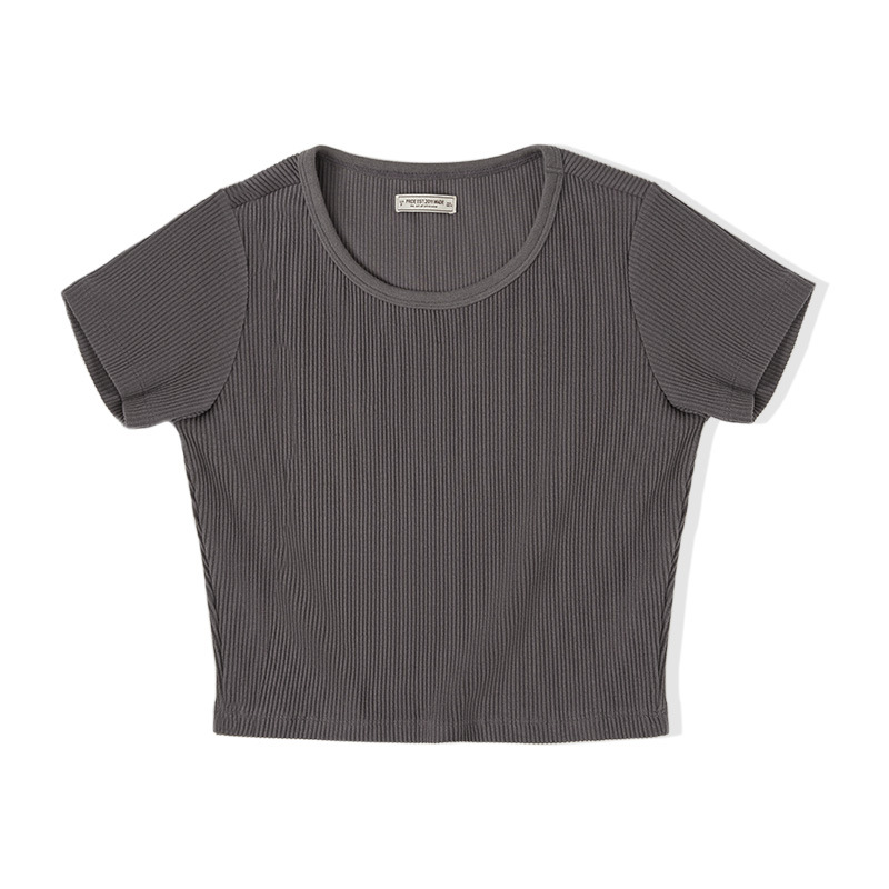 Round Neck Cropped Short-Sleeved Slimming Top 110