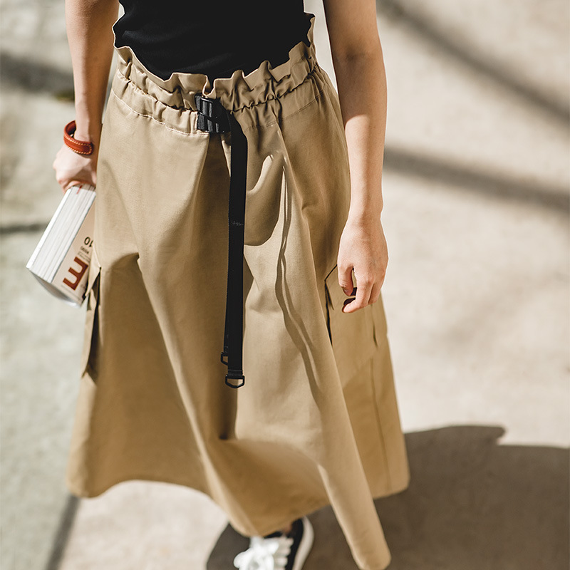 Slimming Waist-Covering Hip-Covering Pocket Workwear Umbrella Skirt 158