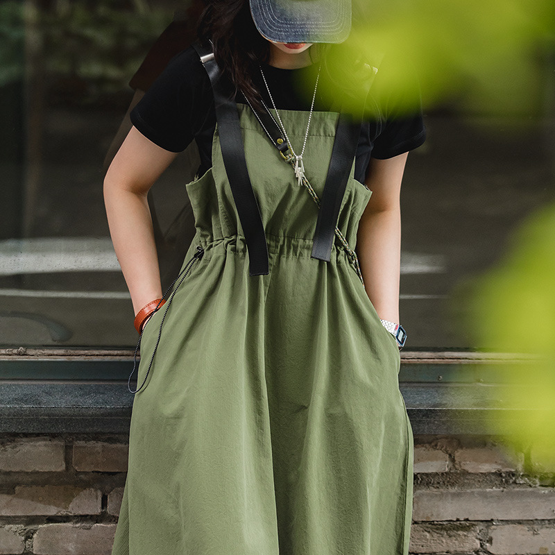 Tooling Green Casual Mountain Strap Long Dress 156 01